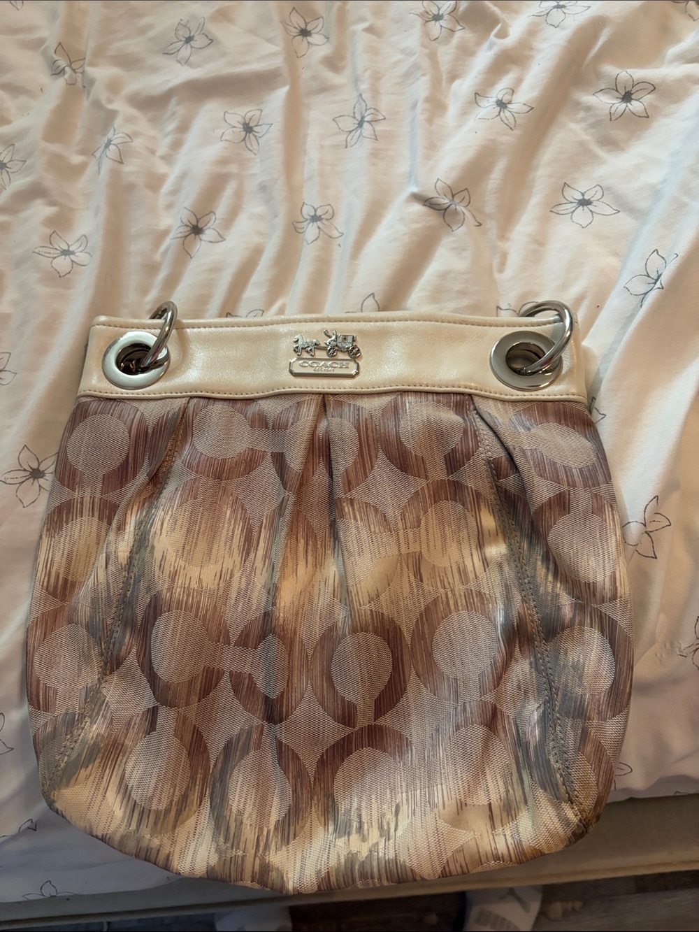 Coach Pale Pink and Cream Signature Circle Shoulder Bag no strap